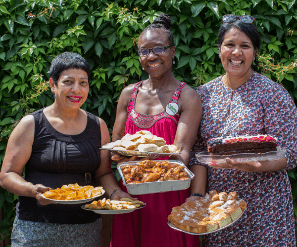 Ladies with food for The Big Lunch 