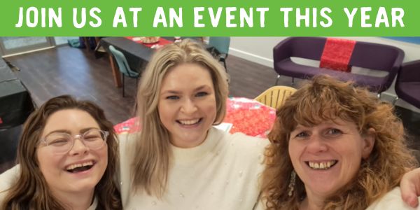 Tracey, Laura & Thea from Eden Project Communities smiling at an event