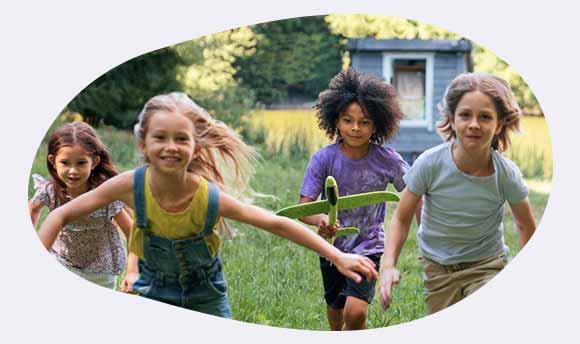 Children running outside