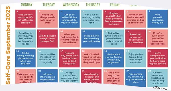 Self Care September calendar